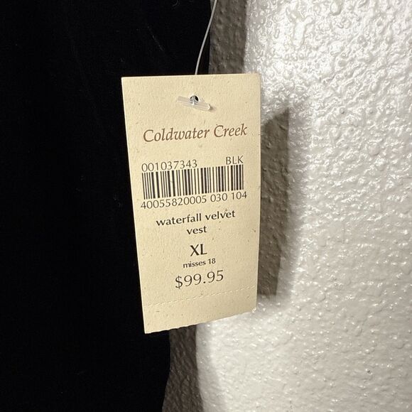 New Coldwater Creek Size XL Velvet Waterfall Open Front Vest Tie Back Sleeveless - Picture 4 of 11